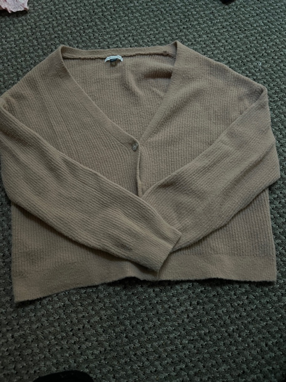 American Eagle Outfitters Relaxed V-Neck Cardigan - Taupe